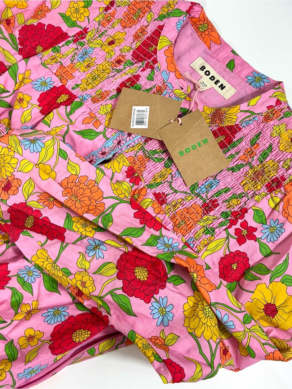 Boden Cecily Floral Long Sleeve Cotton Shirt Dress Dahlia Trail 4 US NWT - Picture 13 of 17